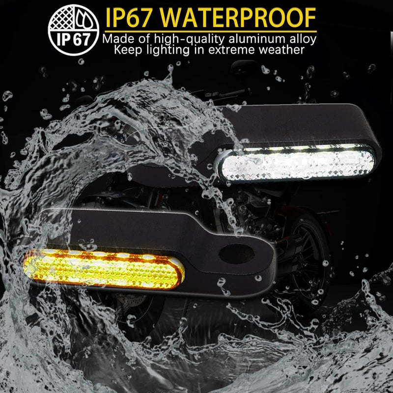 DREAMIZER Universal Motorcycle Handlebar LED Flowing Water Turn Signal Mini Blinkers Front Running light Compatible with Harley Honda Yamaha Kawasaki Cafe Racer Cruiser Street Bikes (Black) - Image 4